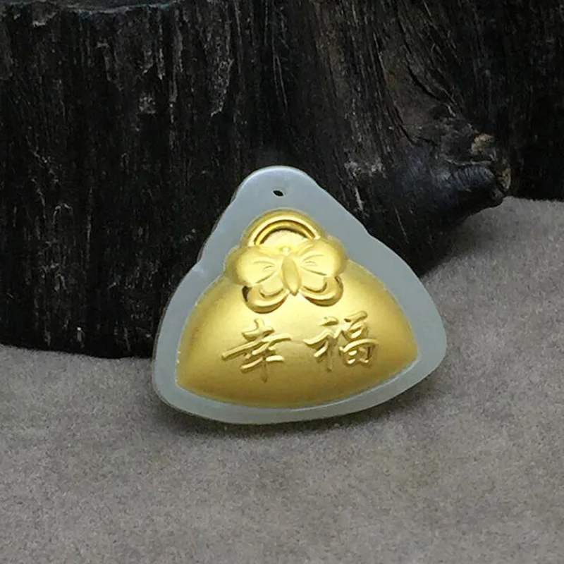 Ювелирные изделия Yu xin yuan Изящные Hetian jade 24k Золотая инкрустация счастливое