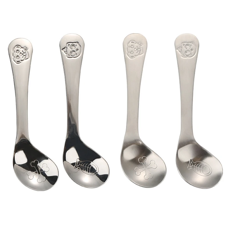 Curved Baby Spoon Toddler Utensils Stainless Steel Kids Training