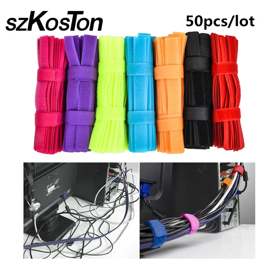 

New 50 PCS 100pcs /lot Cable Ties Magic PC TV Computer Wire Organizer Maker Holder Management Straps Magic Tape Cable winder