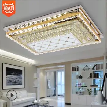 

Rectangular crystal ceiling lamp living room lamp modern minimalist led lamp line cutting crystal lamp