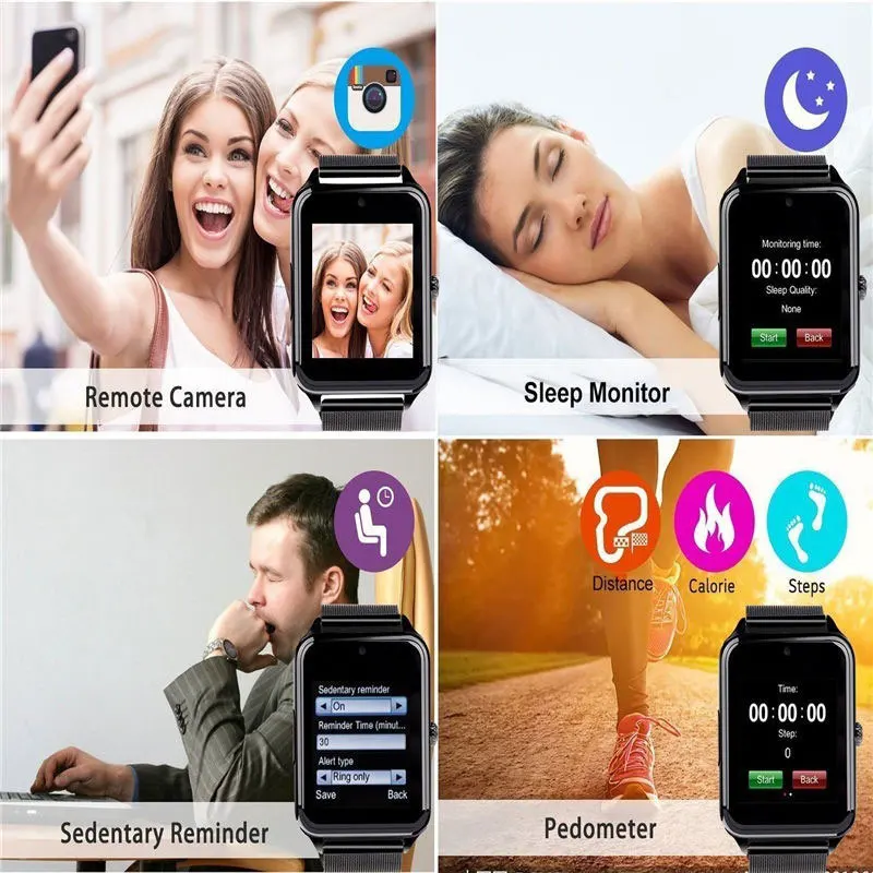 Умные часы с шагомером и монитором сна 2G поддержка sim карт TF для мужчин женщин