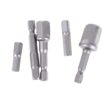 

5Pcs Socket Adapte Bits Set Hex Drill Nut Driver Power Shank Connecting Rod Head Extension Drill Bits Bar Wrench 1/4" 3/8" 1/2"