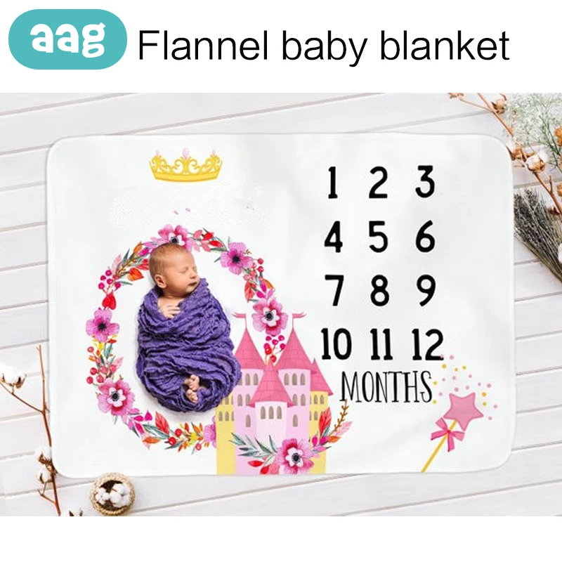 

AAG Baby Milestone Monthly Blanket Flannel Growth Photography Blankets Anniversary Commemorative Infant Prop Swaddle Blanket 20
