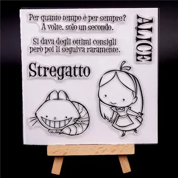 

Italian word Rubber Silicone Clear Stamps for Scrapbooking Tampons Transparents Seal Background Stamp Card Making Diy Alice girl