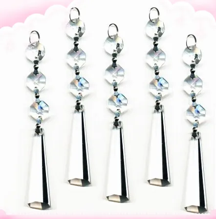

80 set/lot 3 beads+ 63mm crystal sparkle drop chandelier parts glass crystal lighting pendant wedding supply chain strand
