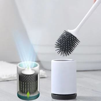 

TPR Toilet Brush Set Wall Hanging Toilet Product Brush Holder Portable Bathroom Accessories Antibacterial Home Decor