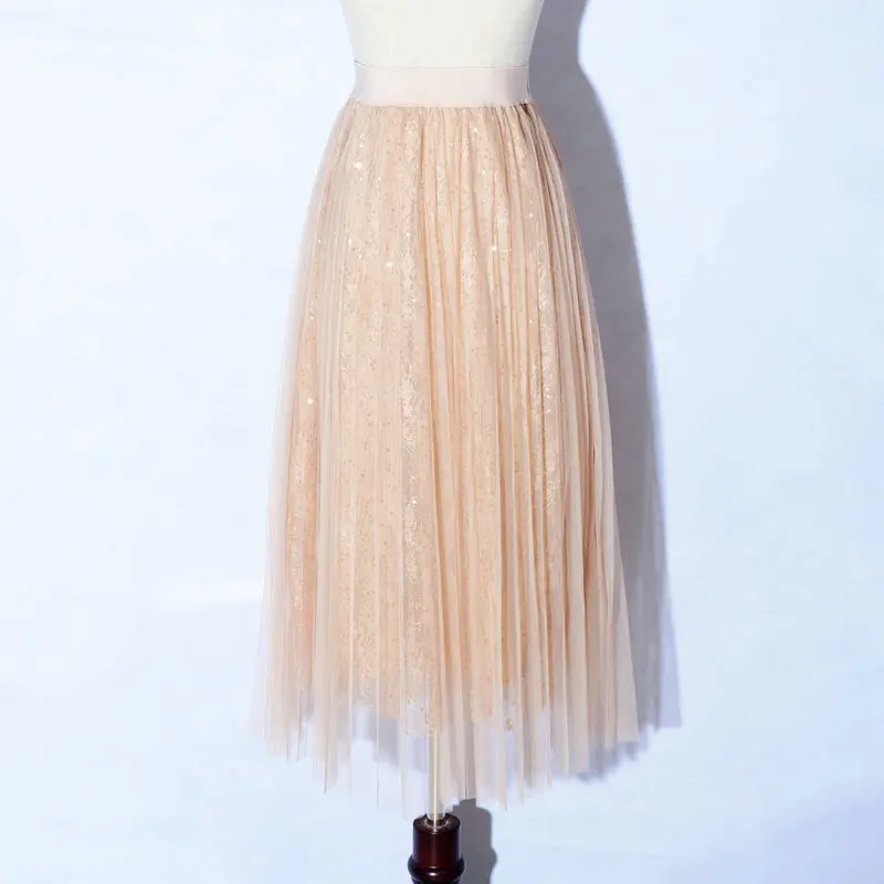 Юбки Макси юбка Европа Империя полиэстер хлопок до середины икры твердые и Америка Настоящее стиль женские кружевная плиссированная юбка