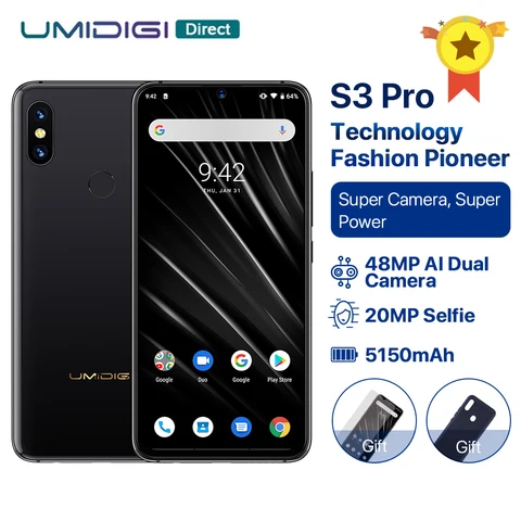 UMIDIGI PRO Android 9 0 48MP 12MP 20MP Camera 5150mAh 128GB 6GB 6 3  FHD  NFC Ceramic Waterdrop Global Version Smartphone