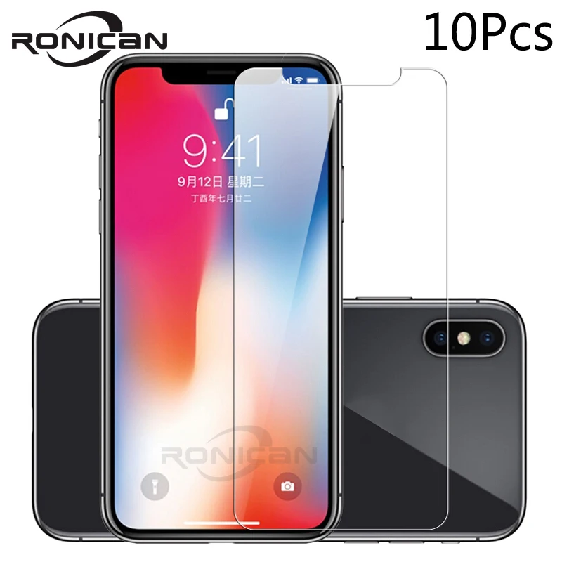 10 шт. закаленное стекло на iPhone 8 Plus X XS MAX XR Защитная пленка для экрана iphone 6 6S 7 4 4S 5 5S