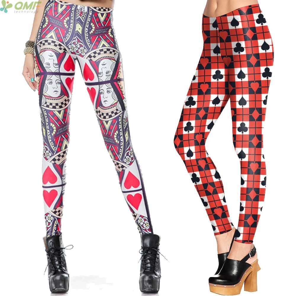 Classical Poker 3d Print Punk Female Leggings Fashion Skinny Pants