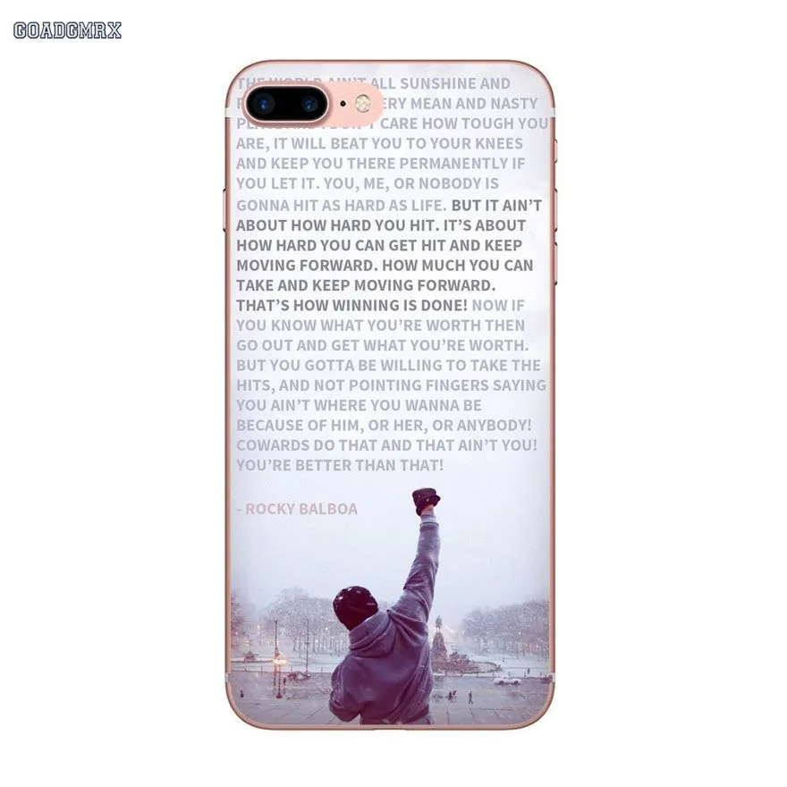 Прозрачные мягкие чехлы для iPhone 6 6S 7 8 Plus X XS MAX XR 4 4S 5 5S SE 5C Rocky Balboa мотивационные слова - Цвет: image 5