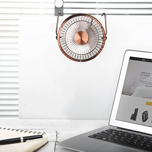 Mini USB Table Desktop Personal Fan (Metal Design,Antique Quiet Operation; 3.9 feet USB Cable, High Compatibility