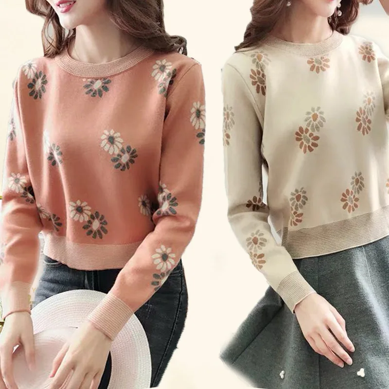 

Knitwear Women's Long Sleeve Autumn and Winter 2018 New Wear Hooded Jacquard Sweater Sweet Small Fresh Student Loose Warm Top