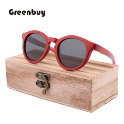 Новый стиль ретро экологичный бамбук и дерево мужские модные круглые оправы Солнцезащитные очки поляризационные Обесцвечивающие очки