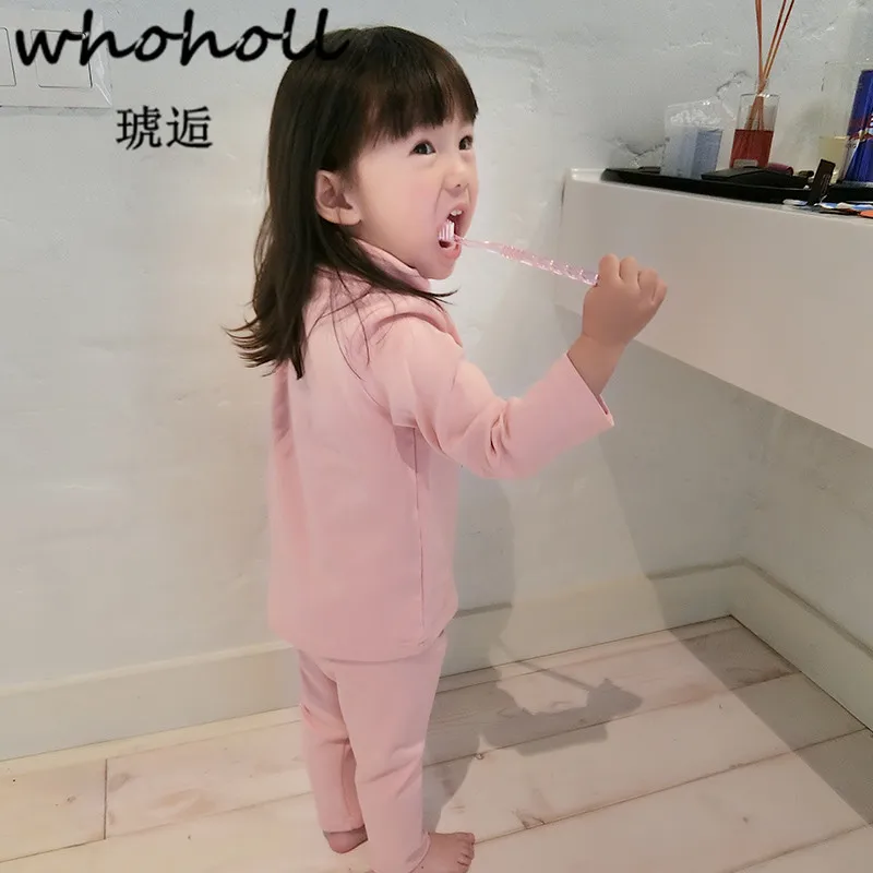 

Whoholl Kids Thermal Underwear Solid Thick Cotton High Collar Children's Warm Suit Clothes Baby Boys Girls Long Johns Pajamas