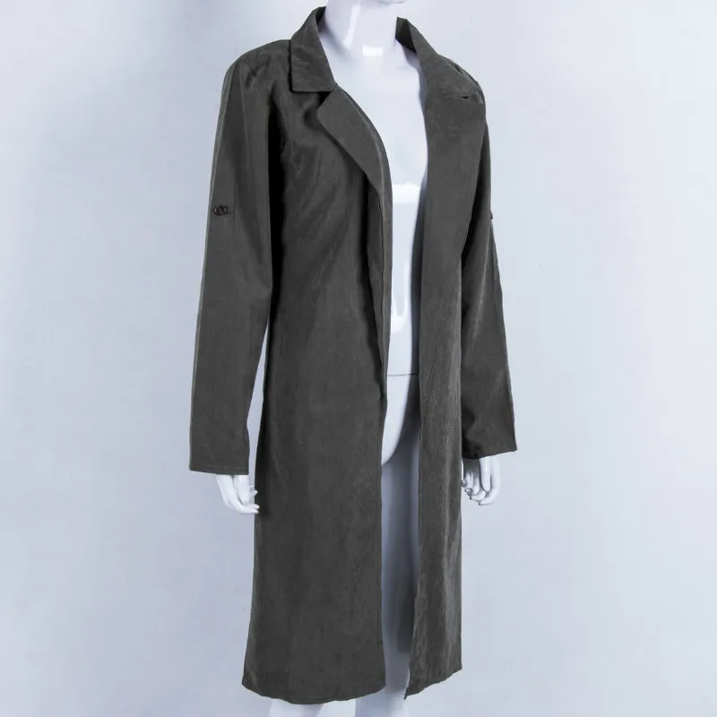 hirigin New spring autumn fashion Casual women's Turn-down Collar Trench Coat long Outerwear loose clothes Open Stich for lady Coats