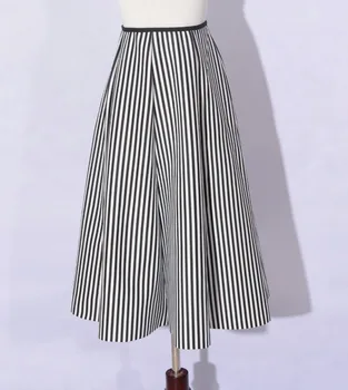 

Saia Tutu Skirt A-line Striped Empire Polyester Cotton Europe And America Real 2019 New Style Women's Vertical Stripes Skirt