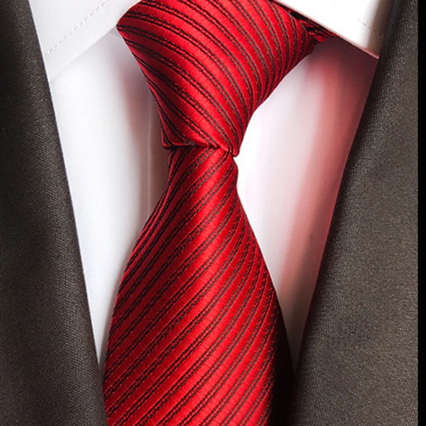 Striped Silk Tie 8cm Luxury Paisley Necktie Red Bule Purple Polyester Neck Tie for Men Formal Business Wedding Party Ties