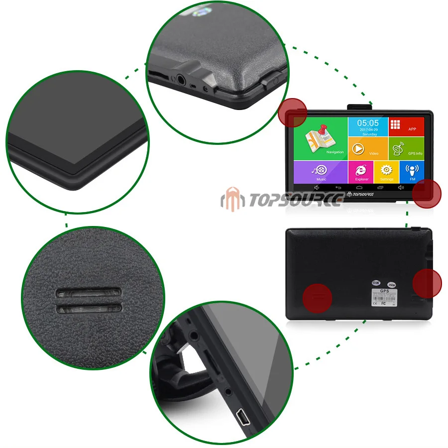 TOPSOURCE " HD Автомобильный грузовик gps навигация mtk 800 МГц 8 ГБ gps для navitel/espanol/Великобритания/Европа/США/испанская карта
