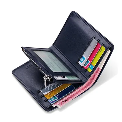 MartinPOLO мужской кошелек из натуральной кожи, кошельки для водительских прав, кожаный кошелек для монет, дизайнерский держатель для карт, денег, доллара MP1003 - Цвет: Blue-MP1003