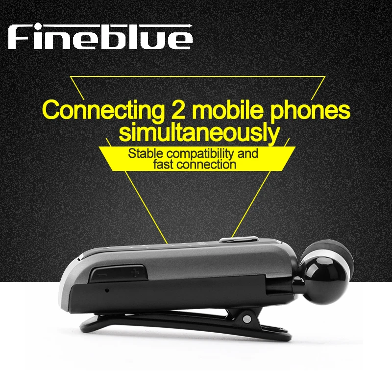 FineBlue F910 беспроводные Bluetooth наушники, портативная гарнитура, выдвижная гарнитура, стерео зажим для наушников, микрофон, телефонный звонок