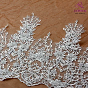

La Belleza large width lace trimming 50cm width off whtie beaded lace 1 yard