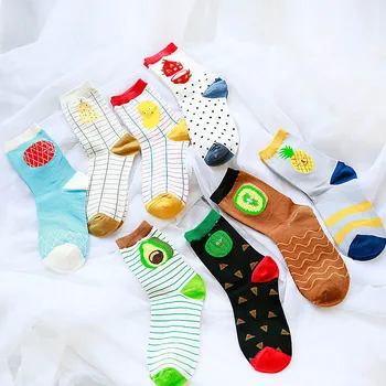 

1Pair Sale Comfortable Cartoon Fruit Socks Lovely Women Soft Cotton Medium Cylinder Harajuku Girls Socks
