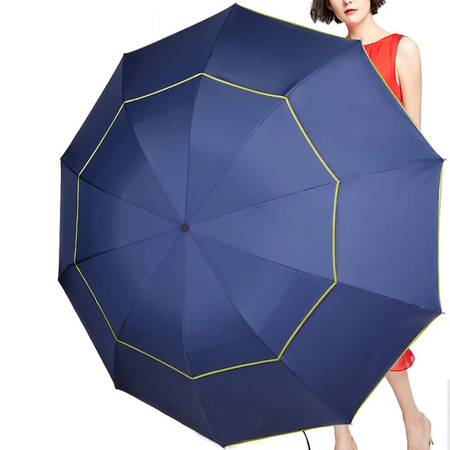 Hot Sale 130cm Men Umbrella Double Layer 3 Folding Non Automatic