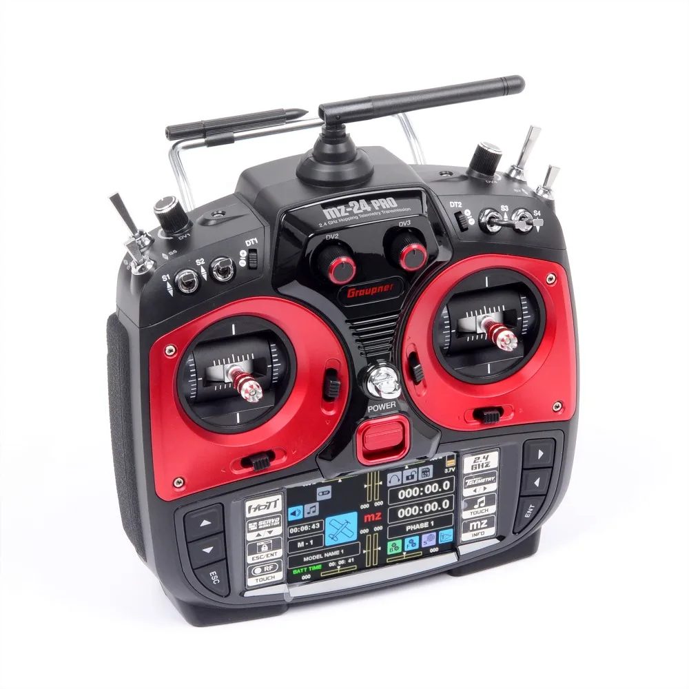 Graupner mz 24 PRO 12 канальный 2.4G.HZ HoTT цвет TFT радио системы режим 1/2 (красный) с GR 24L