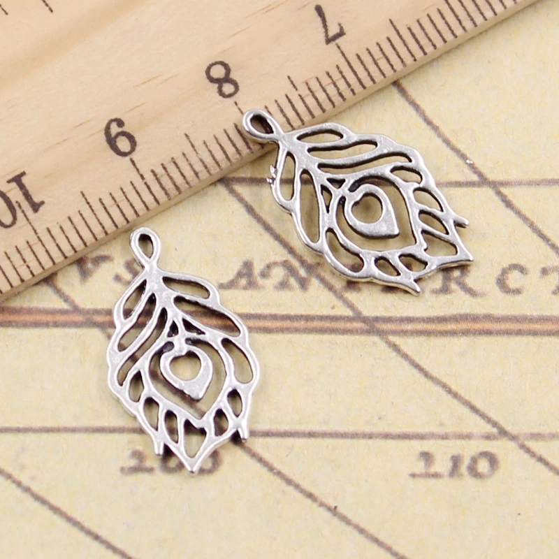 

20pcs Charms fire feather leaf 22x13mm Tibetan Silver Plated Pendants Antique Jewelry Making DIY Handmade Craft
