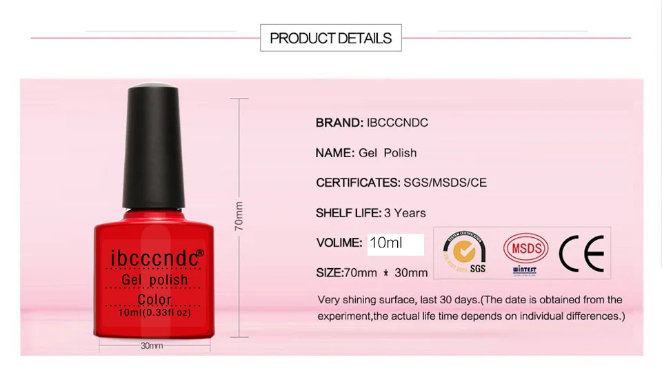 Ibcc 60 Цвета косметический Nail Art Дизайн гель 10 мл UV/светодио дный лаковое гелевое покрытие для ногтей Soak Off Gel Nail Лаки лака для ногтей гели