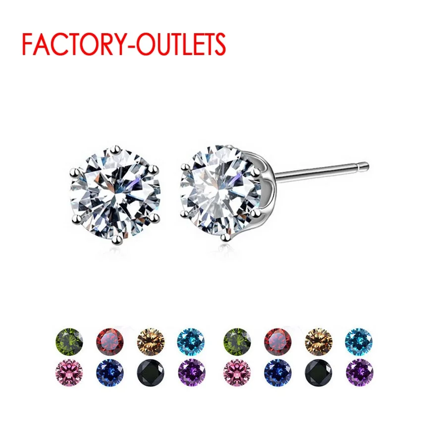 

New Arrival Factory Cheap Price 925 Sterling Silver Korean Style Fashion Jewelry Stud Earrings Shinny Crystal Fast Shipping