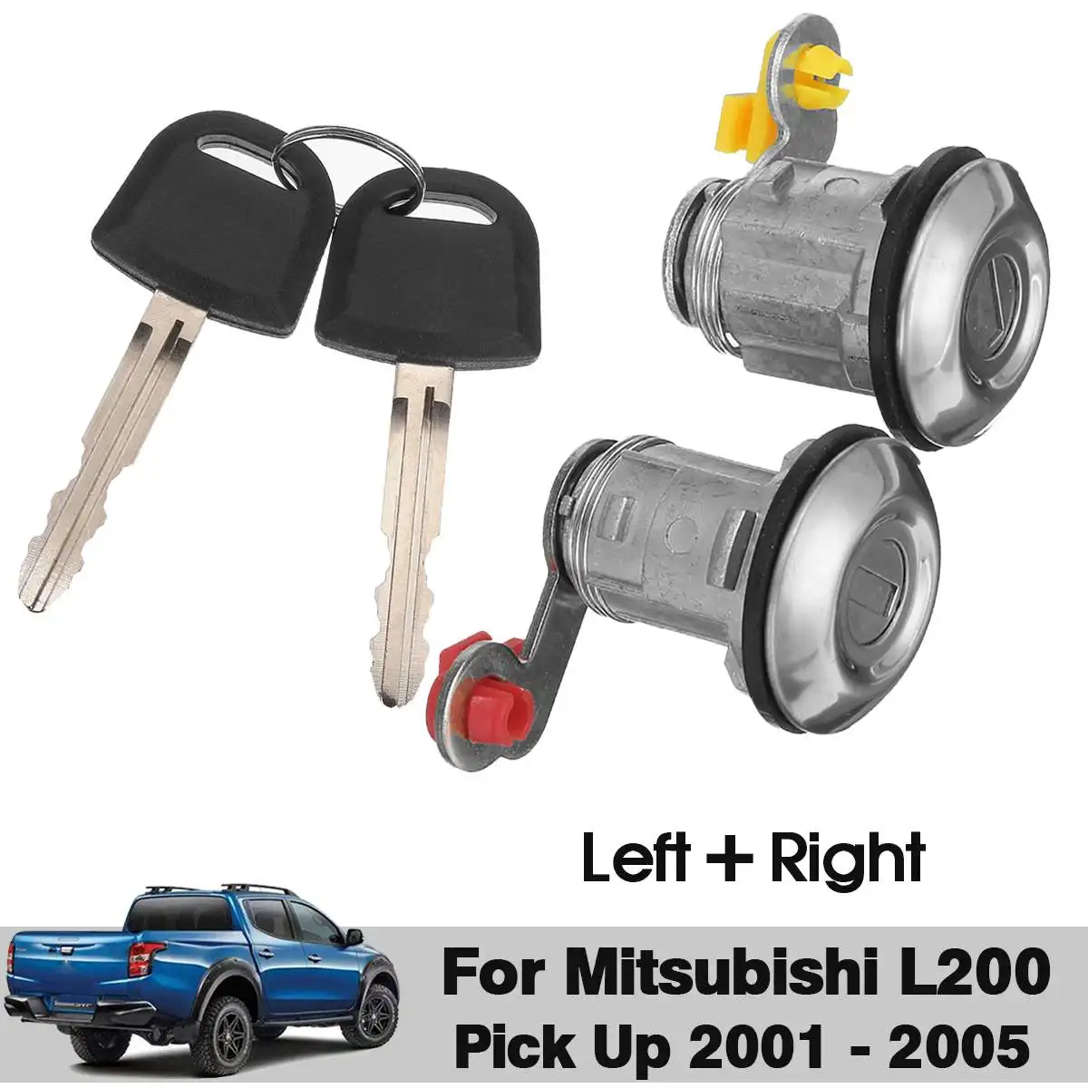 

Front Left and Right Door Lock Barrel Set & Keys For Mitsubishi L200 Pick Up 2001 2002 2003 2004 2005