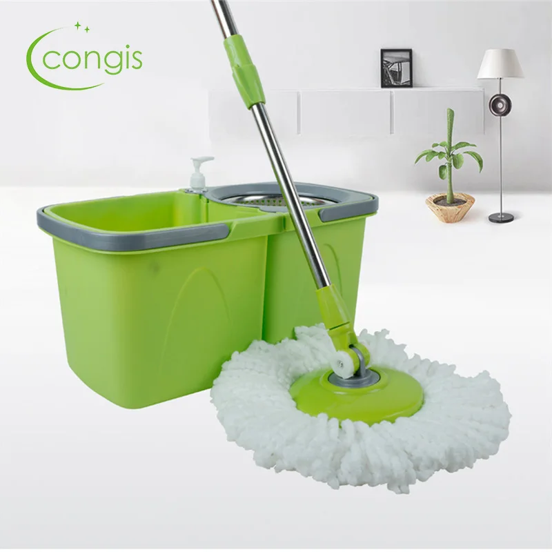 

Congis Round Floor mop Buckets Easy Wringing Cleaning Mops for household cleaning Magic Hands-free Spin Mop