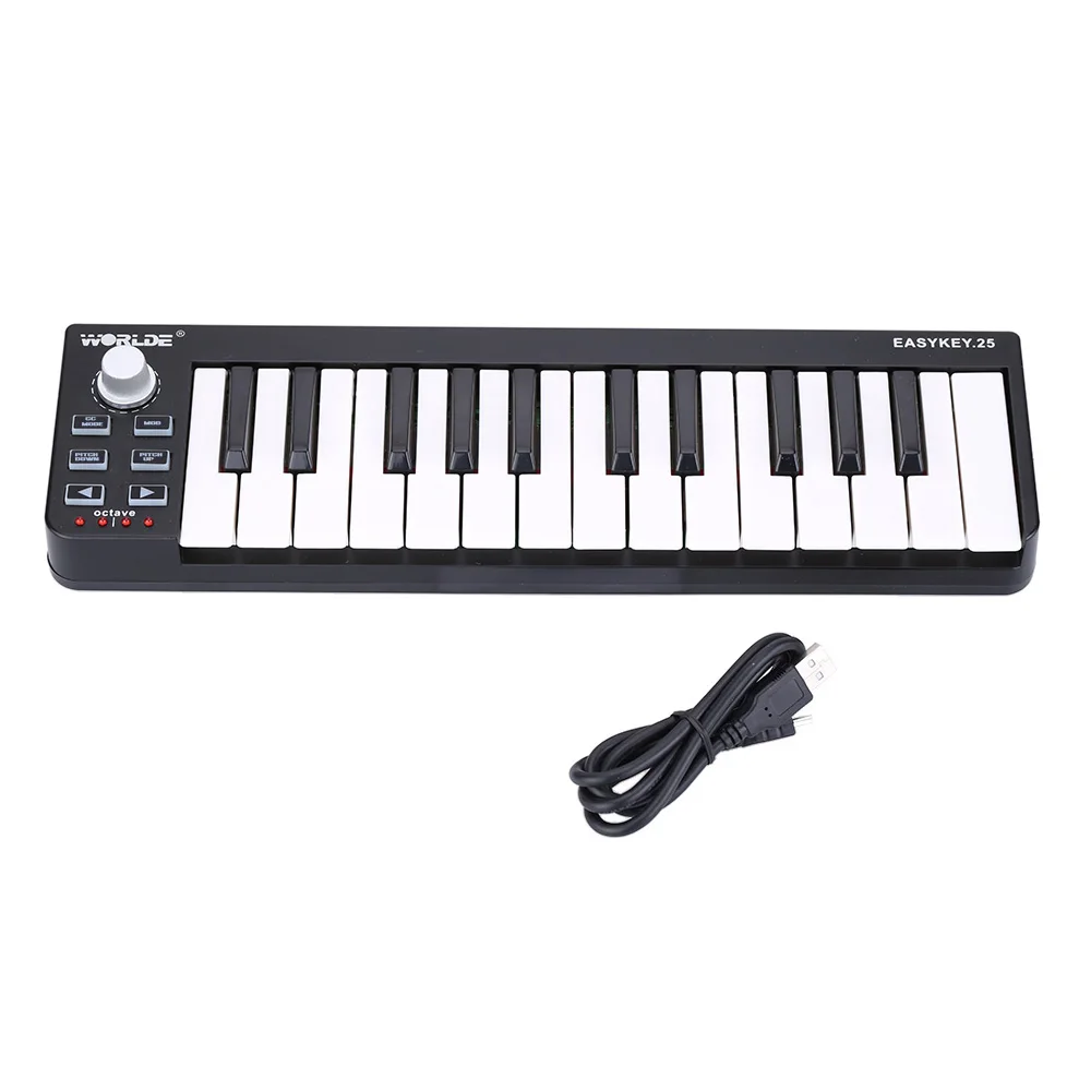25 ключи MID клавиатура Мини 25-ключ USB MIDI контроллер с 4 программируемых банка памяти клавишных инструментов