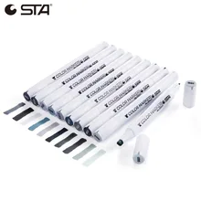 STA 1 шт. художественные маркеры Двойные наконечники крутой серый стиль спиртовой Эскиз маркер для художника цветная ручка для рисования товары для рукоделия № BG1-GG9