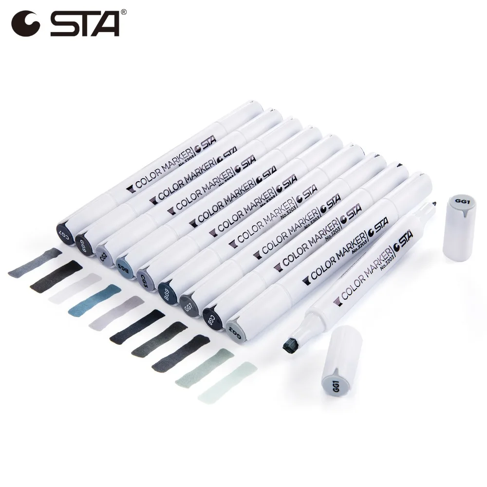 

STA 1Pcs Art Markers Dual Tips Cool Grey Style Alcohol Sketch Marker for Artist Drawing Color Pen Art Supplies No.BG1-GG9
