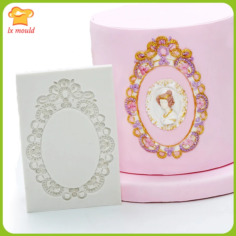 

European photo frame silicone mold embossed border fondant silicone mold decoration