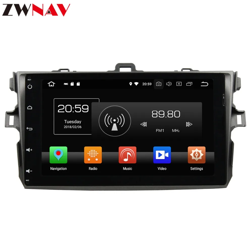 Sale ZWNAV Android 9.0 9 Inch Car DVD Player GPS navigation For TOYOTA COROLLA  2006-2011 head unit multimedia player tape recorder 5