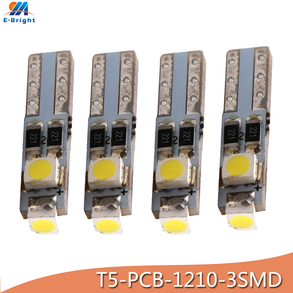 20pcs T5 1210 3 SMD LED Car Auto Dashboard Gauge Wedge Light Lamp Bulb White
