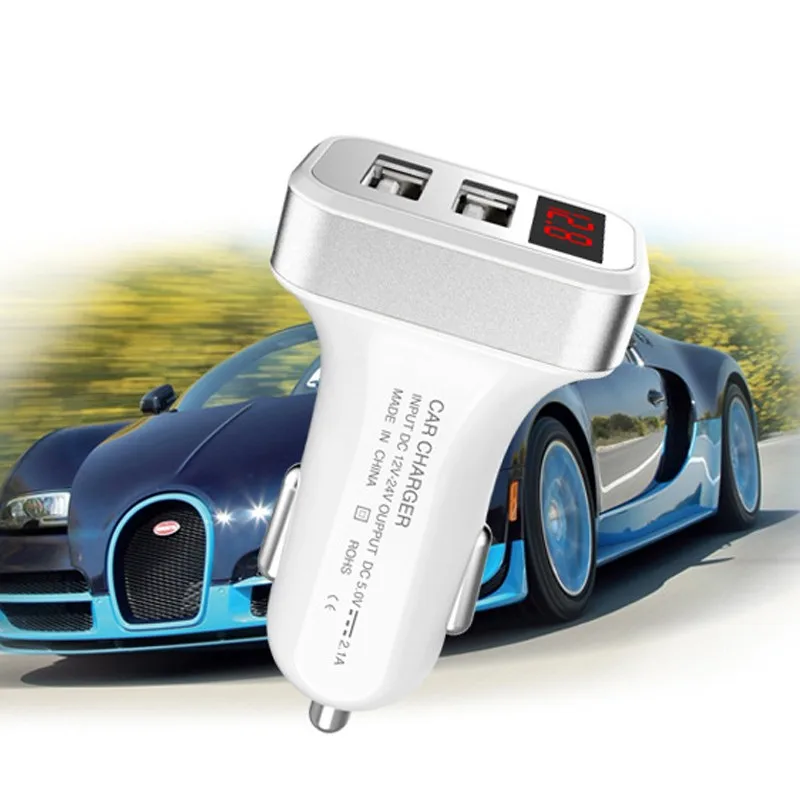 LCD Dual USB Car Charger For Samsung Galaxy Note 9 8 5 S9+ S9 S8 Plus S8+ S7 Edge S6 S5 A8 A6 Smart 5V 2.1A Adapter Charge Cable (11)