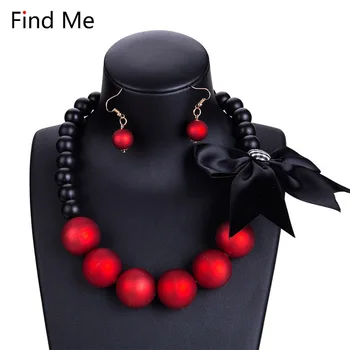 

Find Me 2019 new brand Fashion big beads collar Choker Necklace Boho bow resin Maxi statement Necklace Women Jewelry wholesale