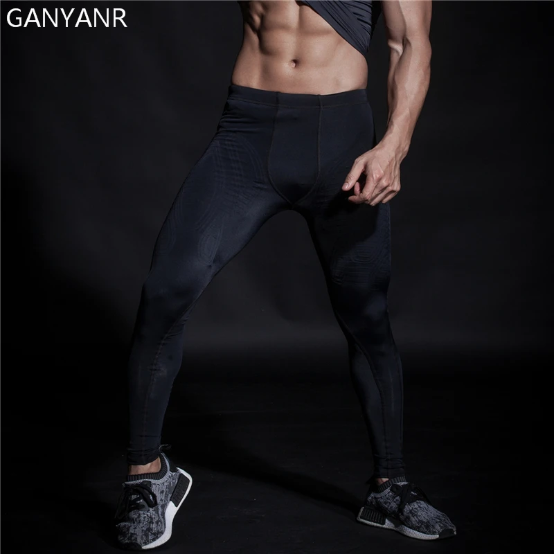 

GANYANR Running Tights Men Basketball Fitness Athletic Leggings Sport Skins Gym Jogging Training Football Compression Pants Sexy