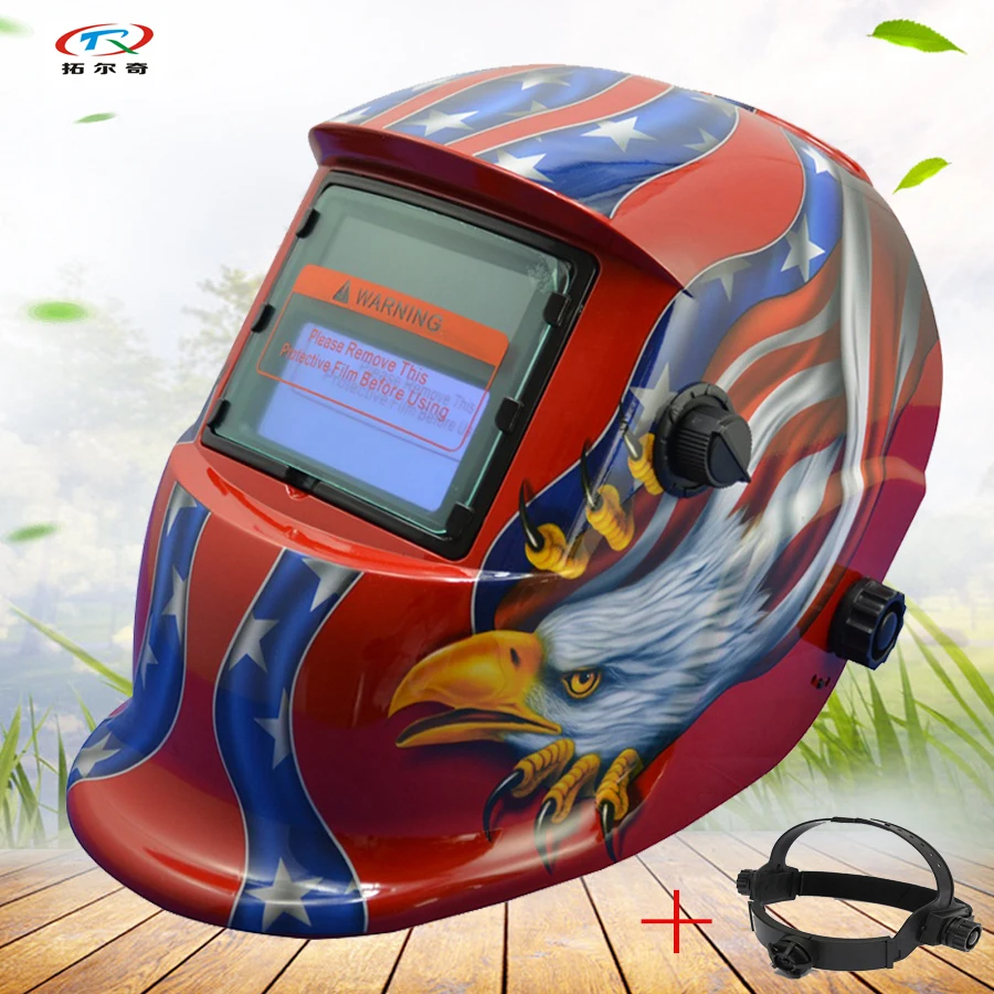 Сварочная маска arc welder шлем для сварки red blue eagle автоматическая наклейка