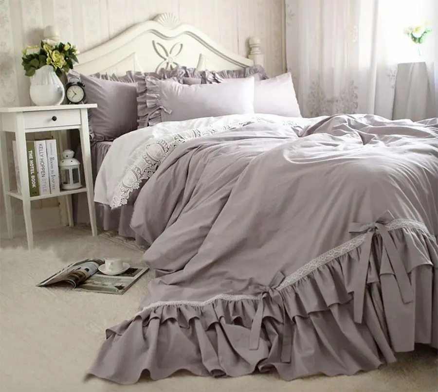 Us 122 0 Luxury White Lace Ruffle Bedding Set Twin Full Queen King Cotton Girl French Princess Wed Home Textile Bedspread Quilt Cover In