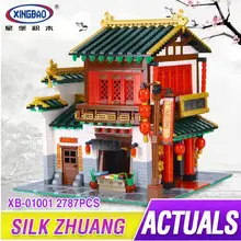 NEW XingBao 01001 Block 2787Pcs Creative Chinese Style The Chinese Silk and Satin Store Set Building Blocks Bricks Toys Model