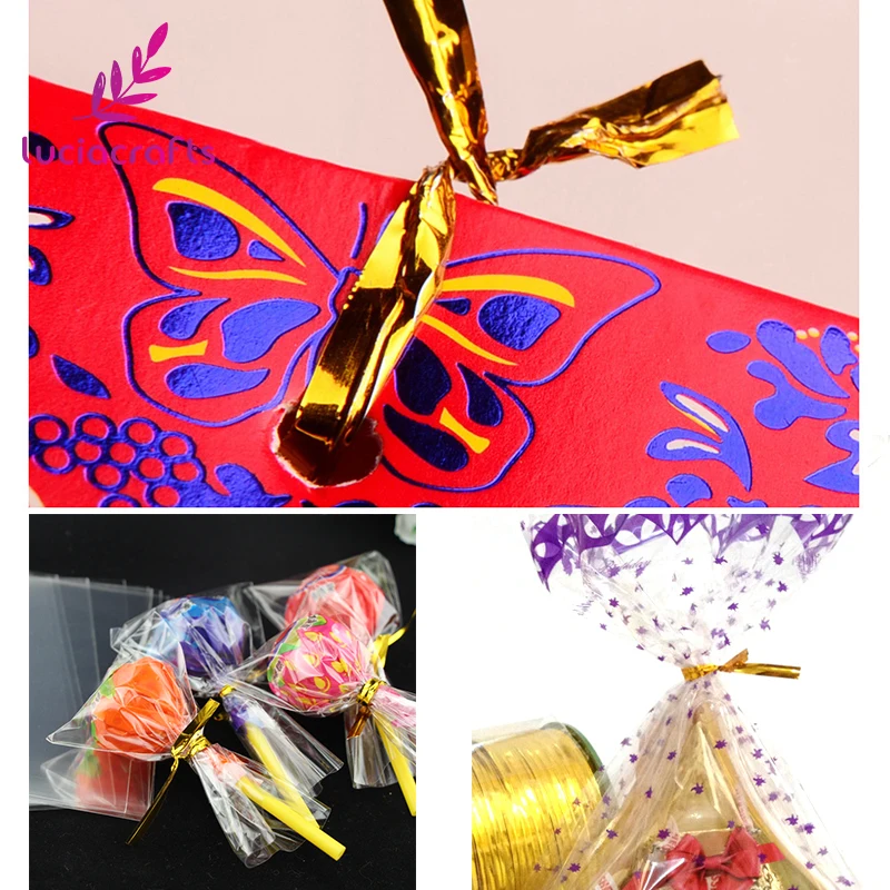 Lucia crafts, 100 шт, 0,4 мм* 10 см, крученые стяжки, Упаковочная веревка, проволочный ремень для еды, хлеба, печенье выпечка, сумки, уплотнения, упаковка I0801