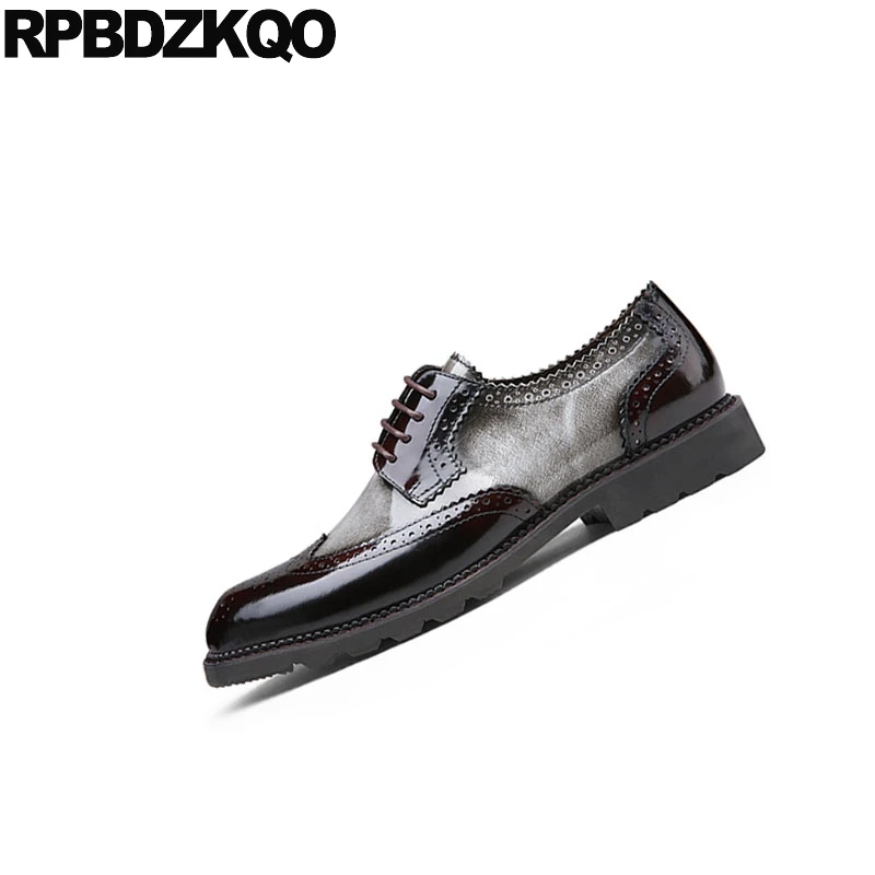 Gris Italia Baile Primavera Otoño Vestido Marca Patente Europeo Y Cuero Wingtip Brogue Zapatos De rojo Clásico Hombres Fiesta Italiano Oxfords wxUSTgqF
