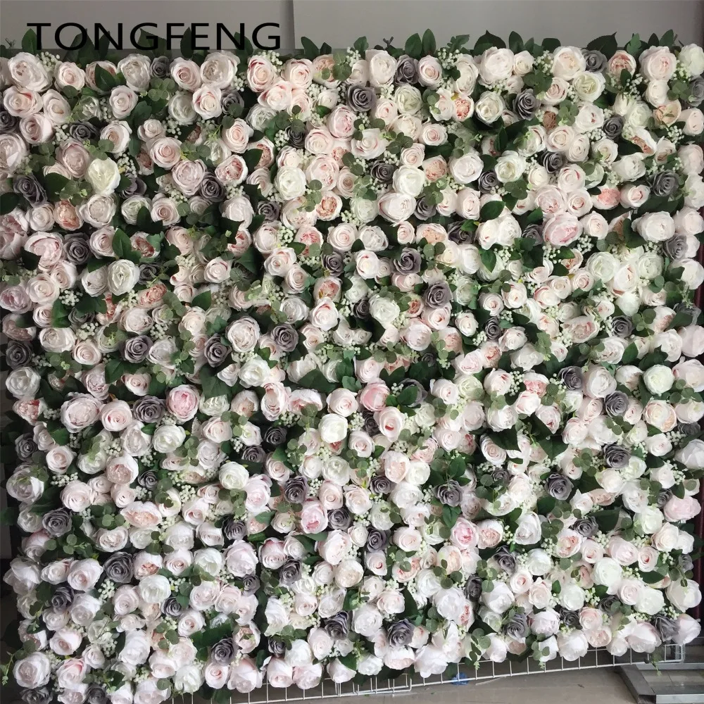 

TONGFENG 24pcs/lot Mixcolor Wedding 3D flower wall flower runner wedding Artificial silk rose peony wedding backdrop decoration