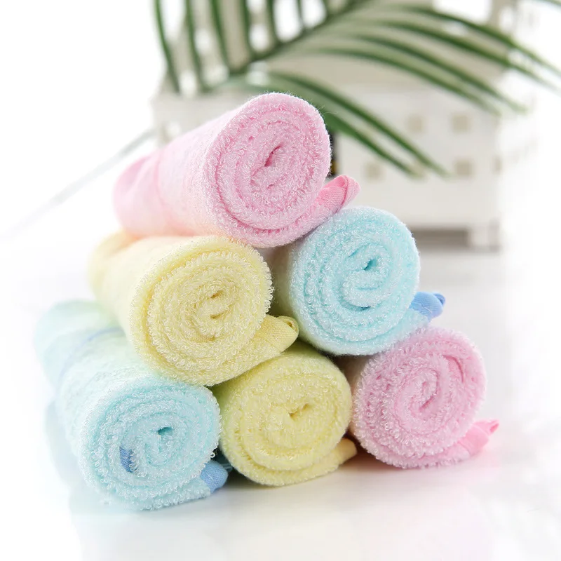 2pcs Bamboo Fiber Skin-friendly Solid Color Children Kids kindergarten Handkerchiefs Face Hand Wash Towel ZFS0657